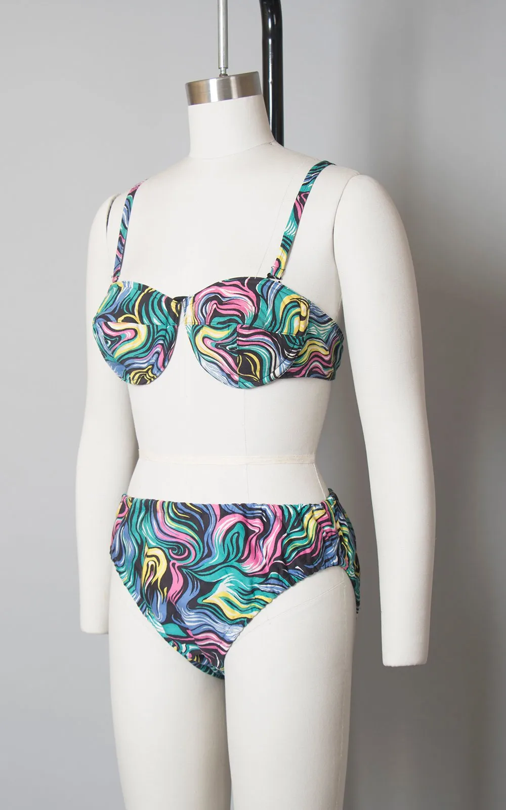 1950s Swirl Printed Convertible Bikini | small/medium