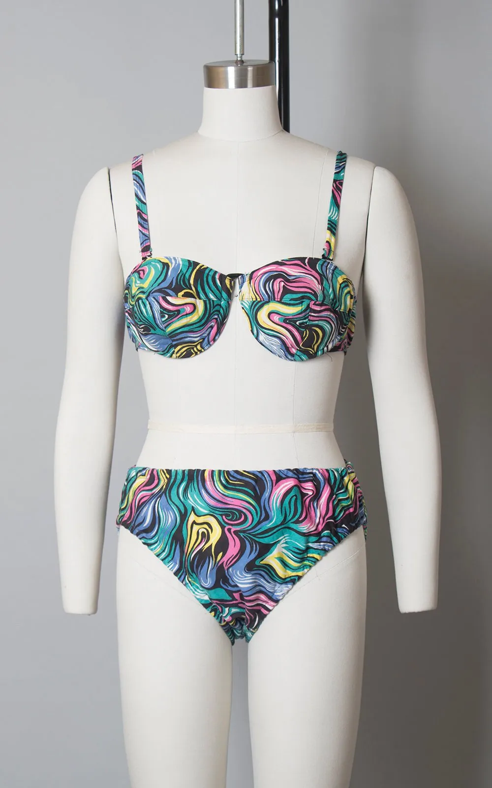 1950s Swirl Printed Convertible Bikini | small/medium