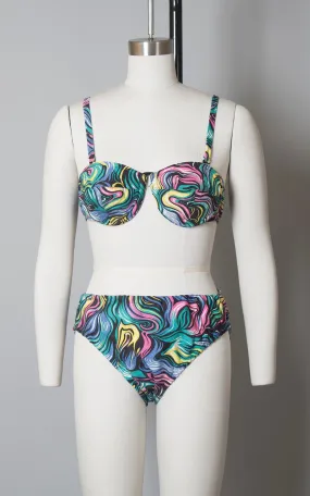 1950s Swirl Printed Convertible Bikini | small/medium
