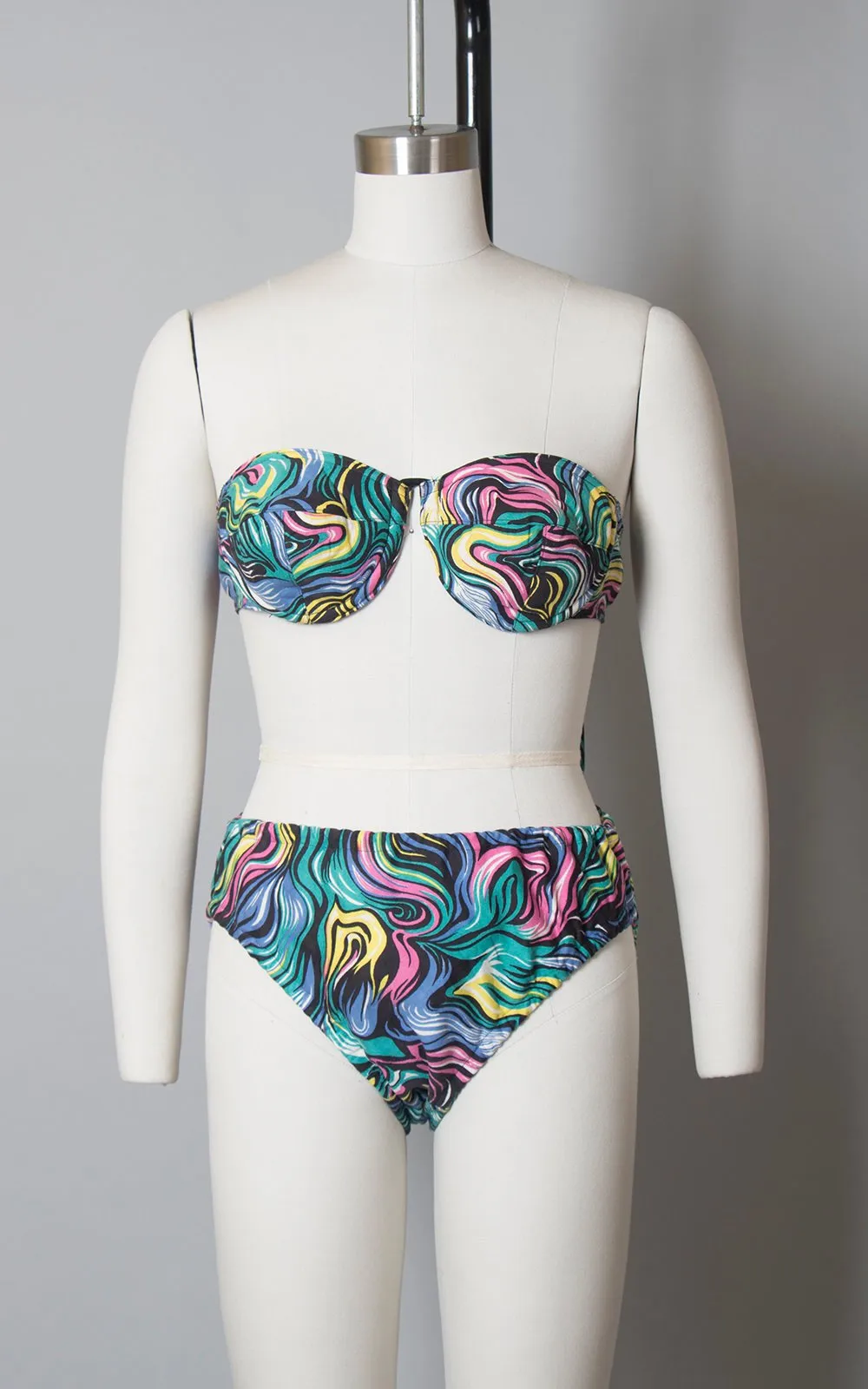 1950s Swirl Printed Convertible Bikini | small/medium