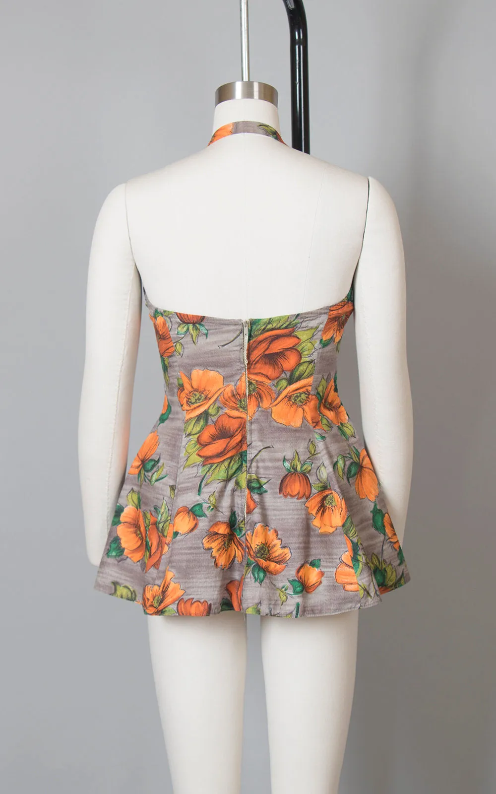 1960s Floral Poppies Two Piece Swimsuit | small