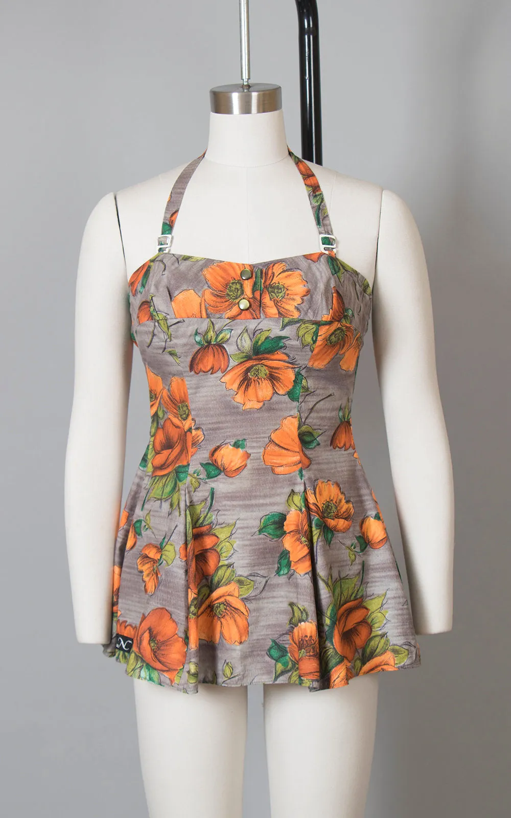 1960s Floral Poppies Two Piece Swimsuit | small