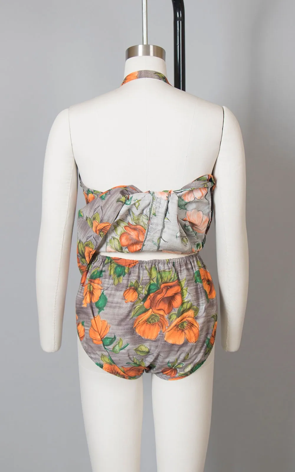 1960s Floral Poppies Two Piece Swimsuit | small