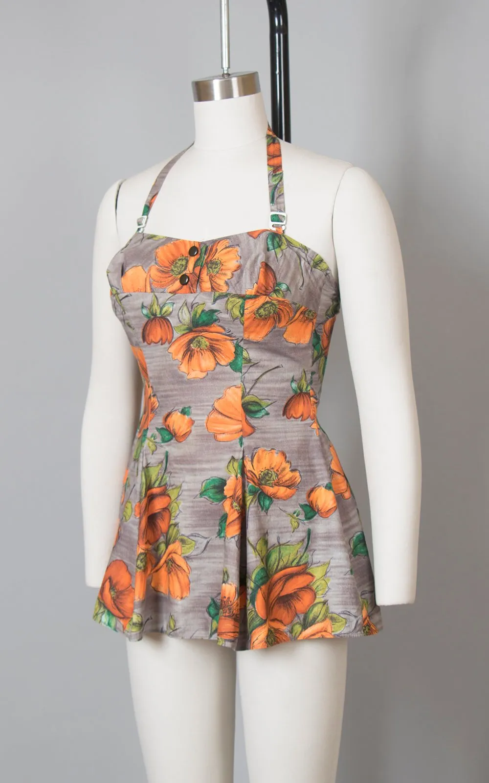 1960s Floral Poppies Two Piece Swimsuit | small
