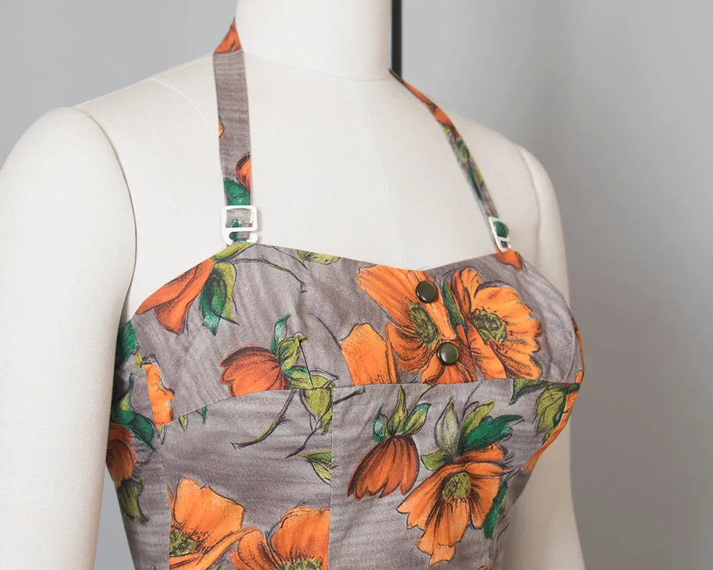 1960s Floral Poppies Two Piece Swimsuit | small