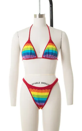 1980s Rainbow Crochet Knit Bikini | small
