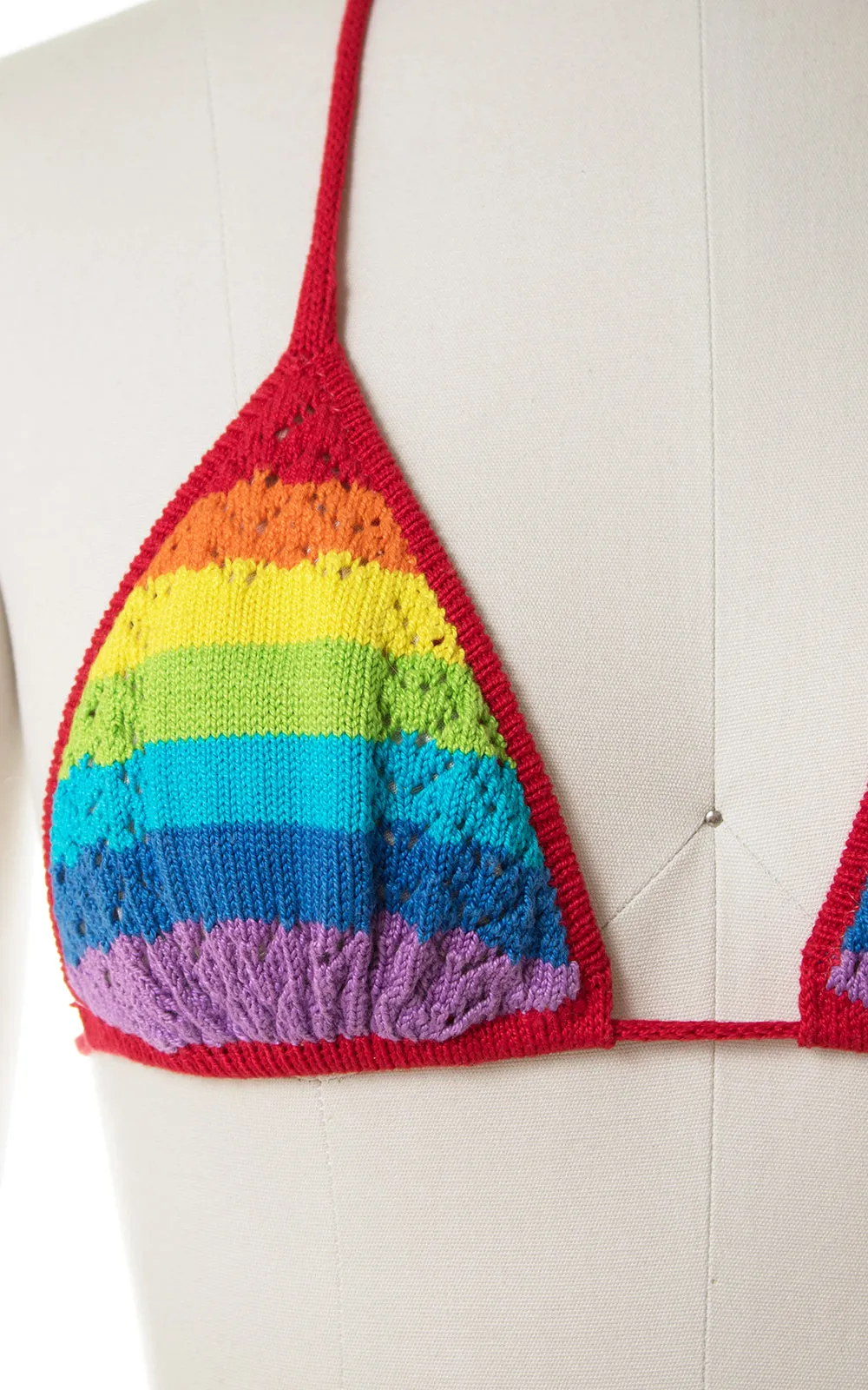 1980s Rainbow Crochet Knit Bikini | small