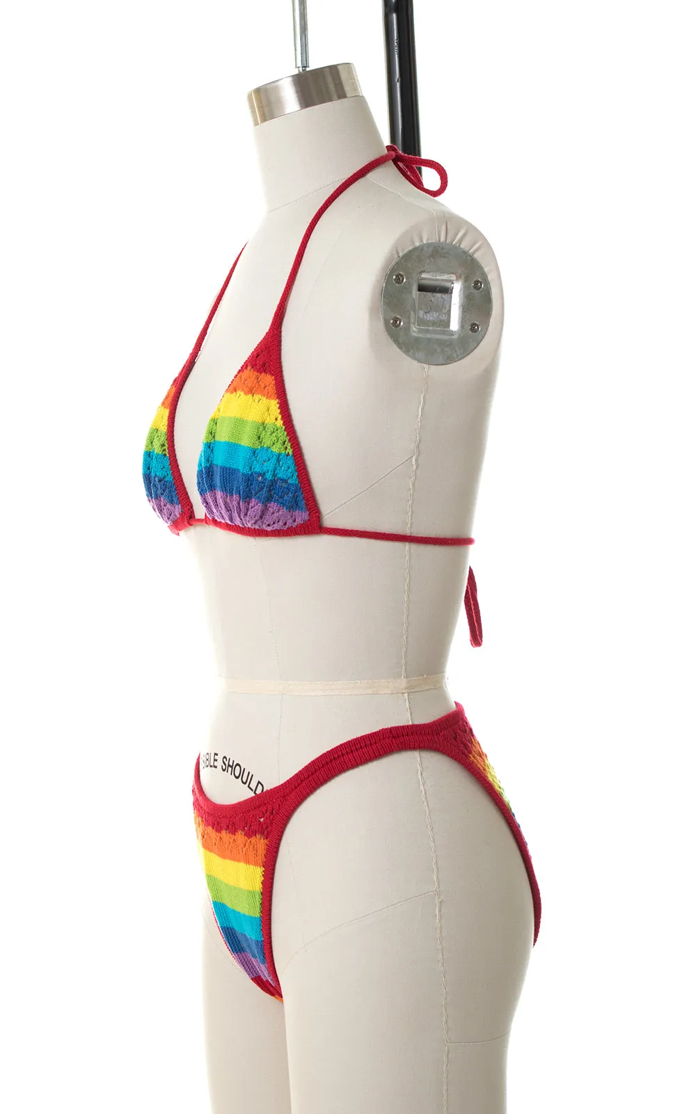1980s Rainbow Crochet Knit Bikini | small
