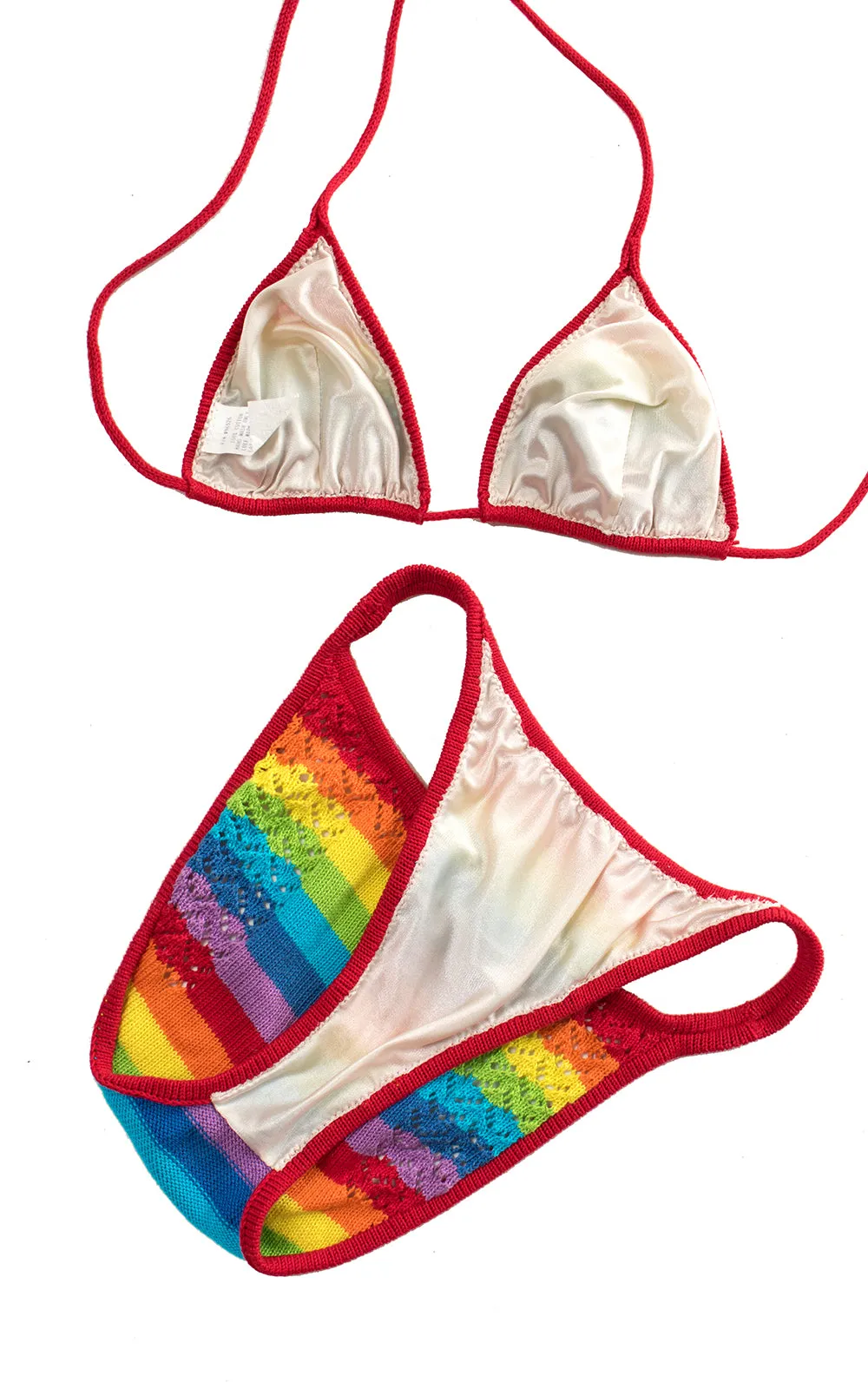 1980s Rainbow Crochet Knit Bikini | small