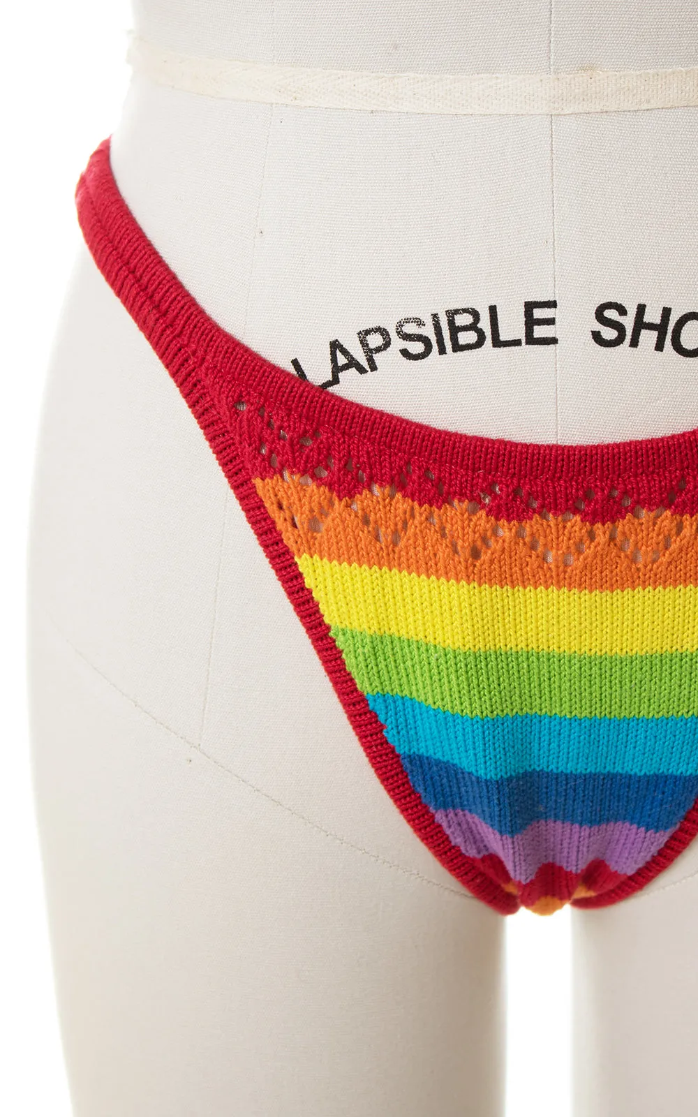 1980s Rainbow Crochet Knit Bikini | small