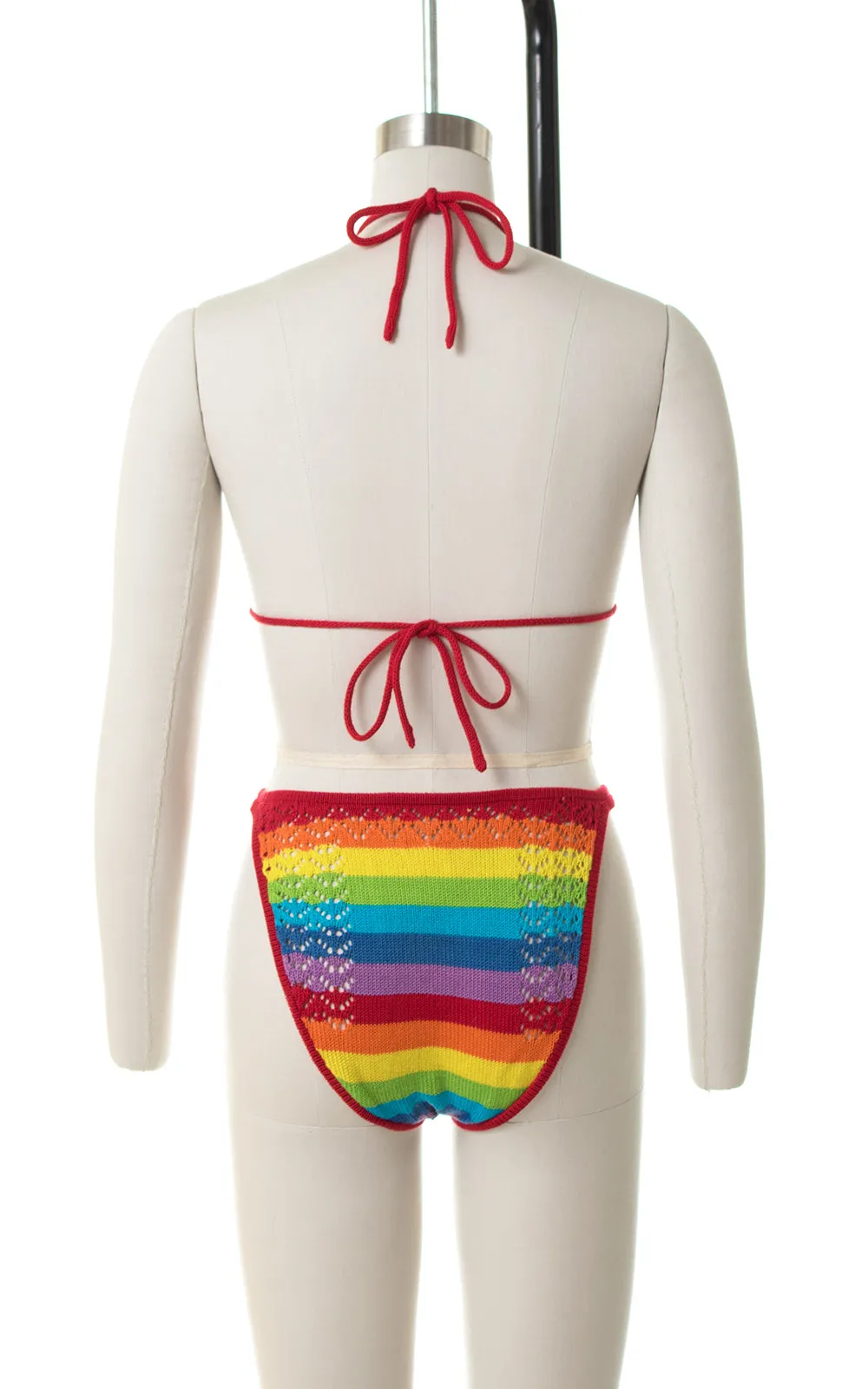 1980s Rainbow Crochet Knit Bikini | small