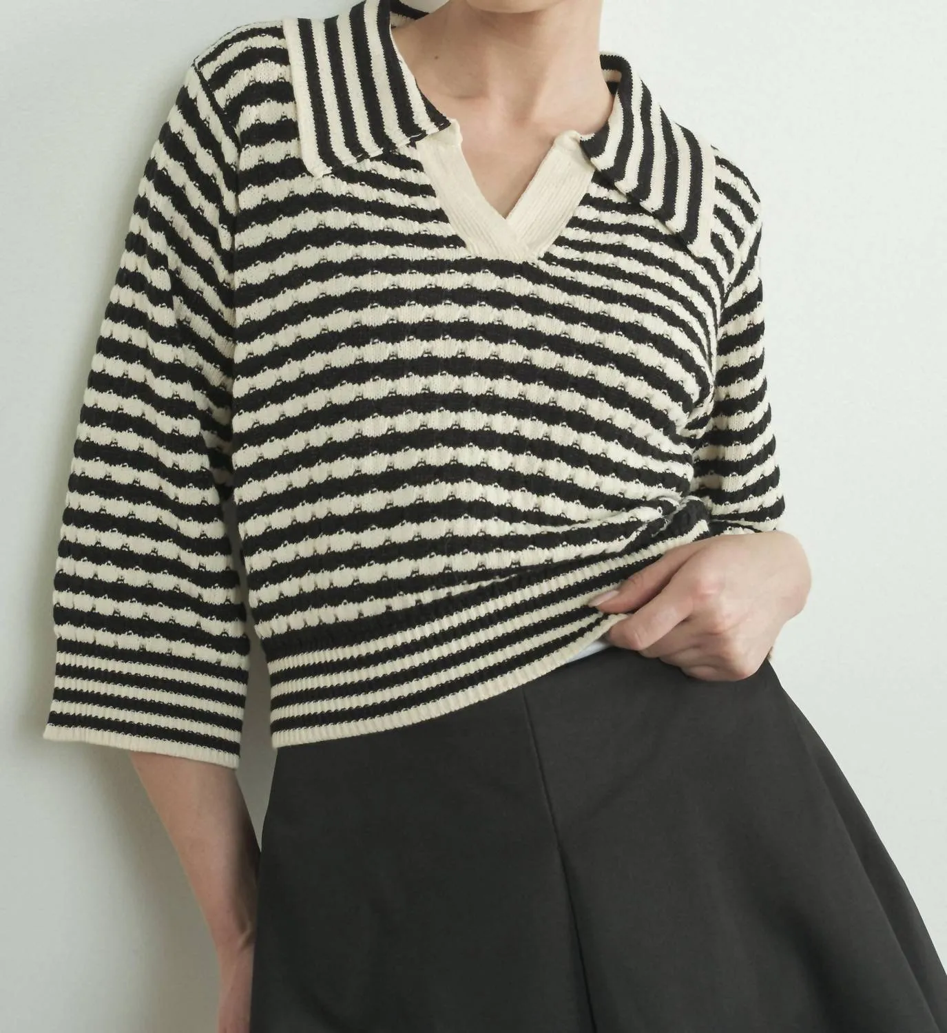 Aaron & Amber - Jacquard Stripe Sweater