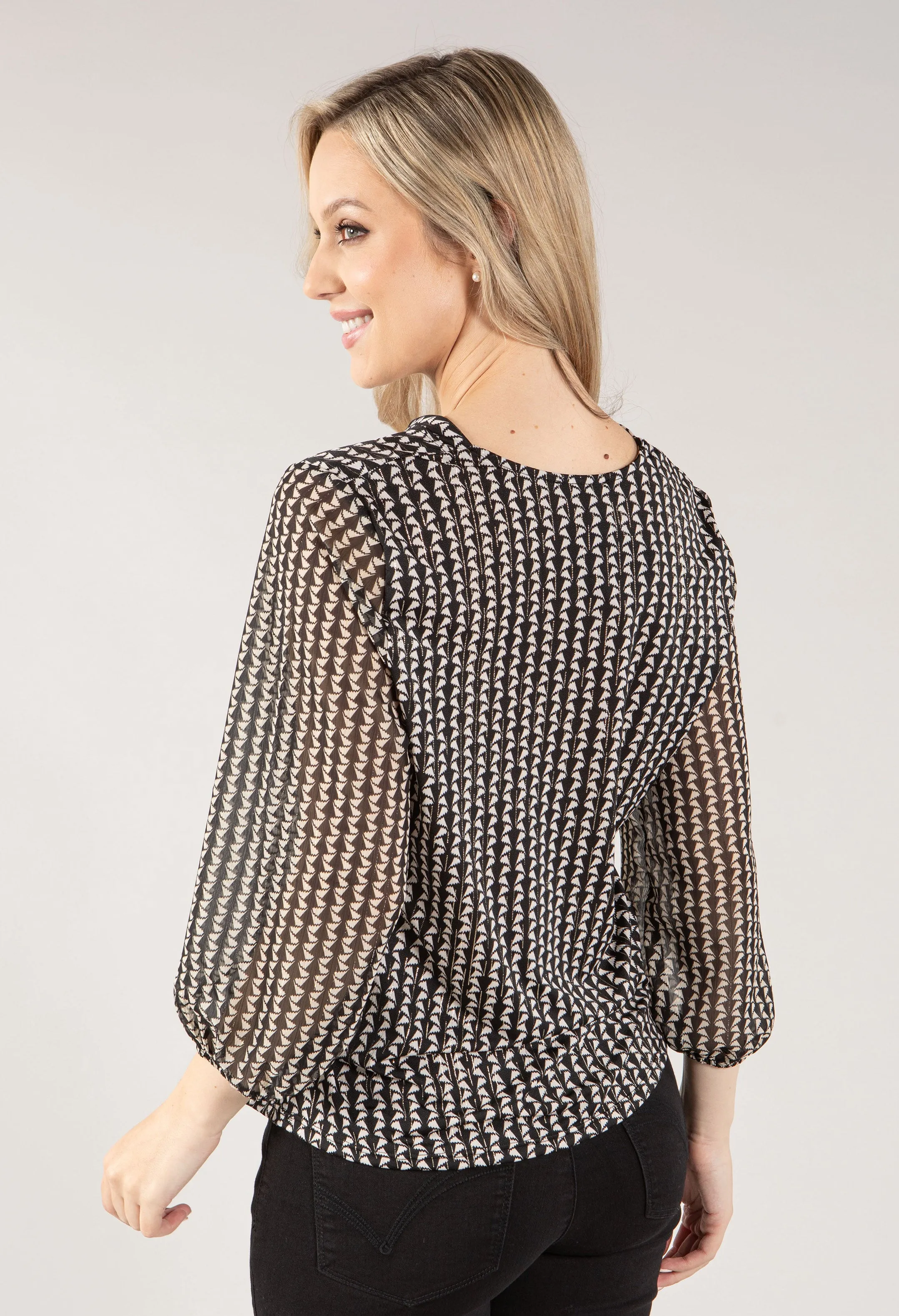 Abstract Print V Neckline Top