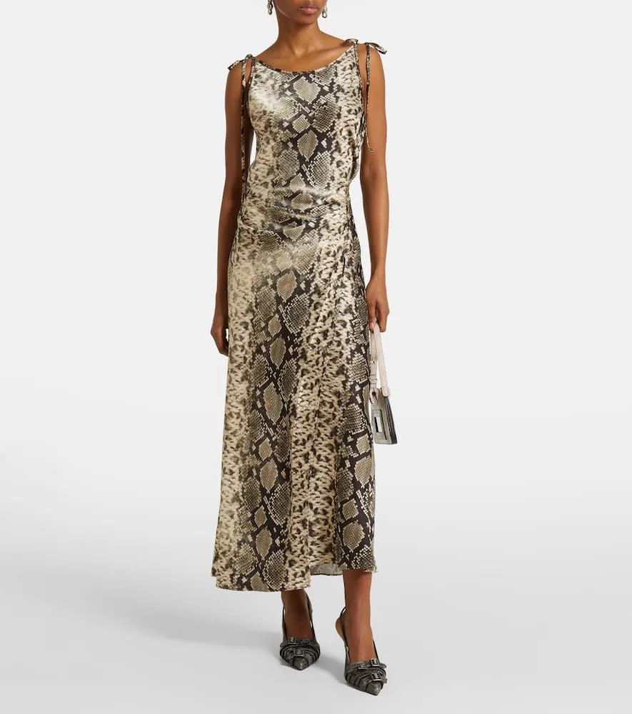 Acne Studios Dayla snake-print satin midi dress
