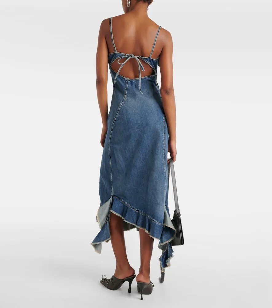 Acne Studios Delouise ruffled denim midi dress