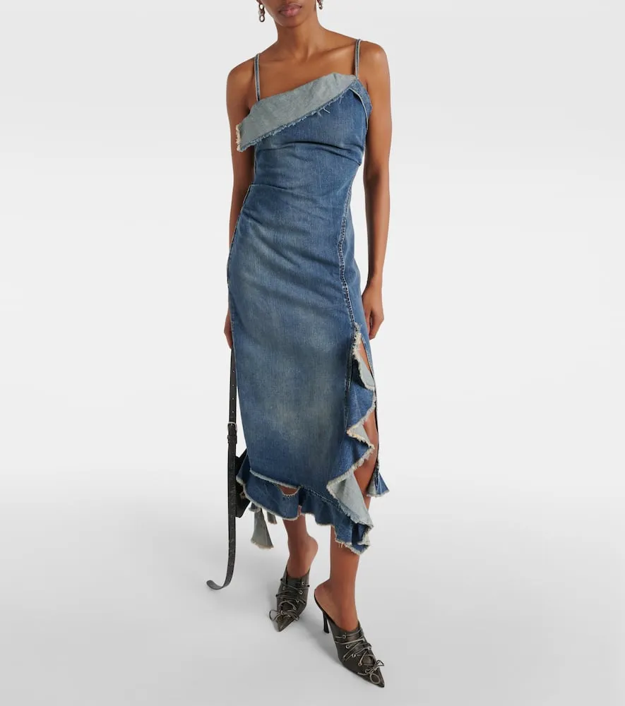 Acne Studios Delouise ruffled denim midi dress
