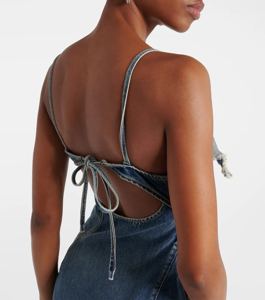Acne Studios Delouise ruffled denim midi dress