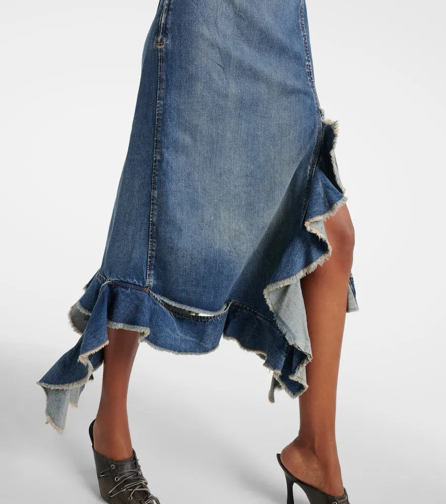 Acne Studios Delouise ruffled denim midi dress