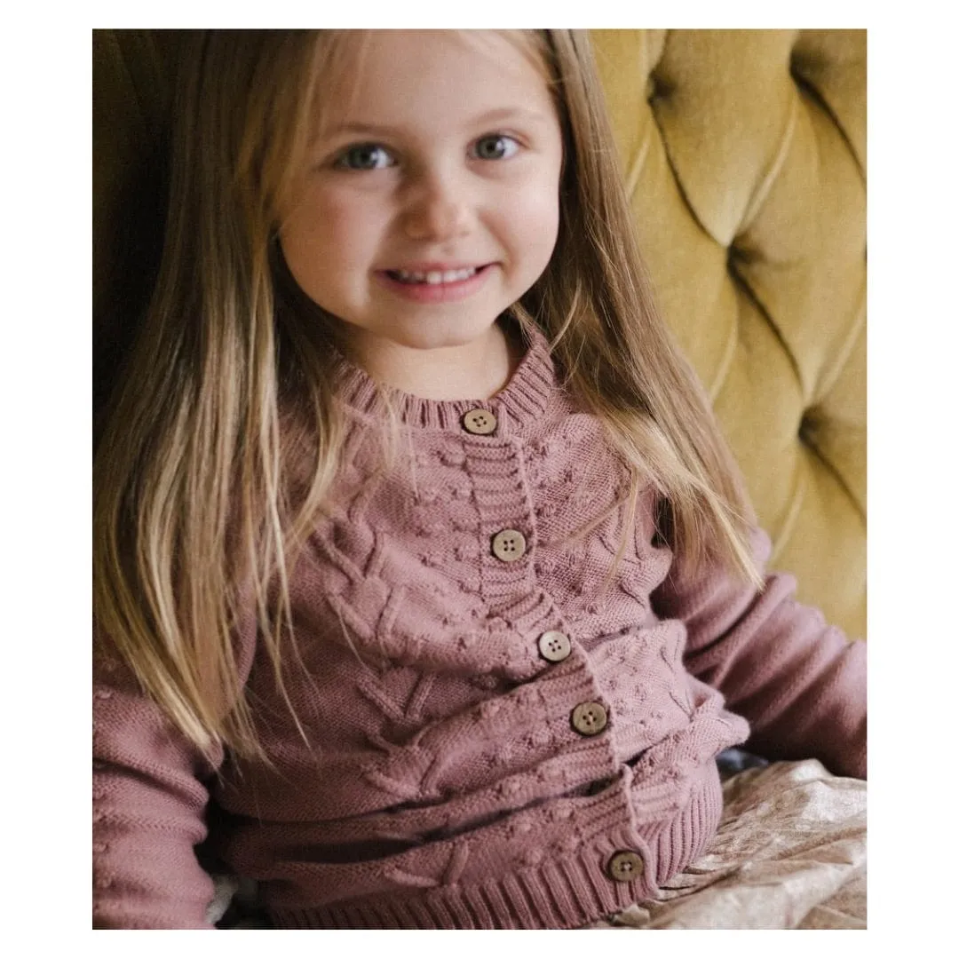 Cable Cardigan - French Rose