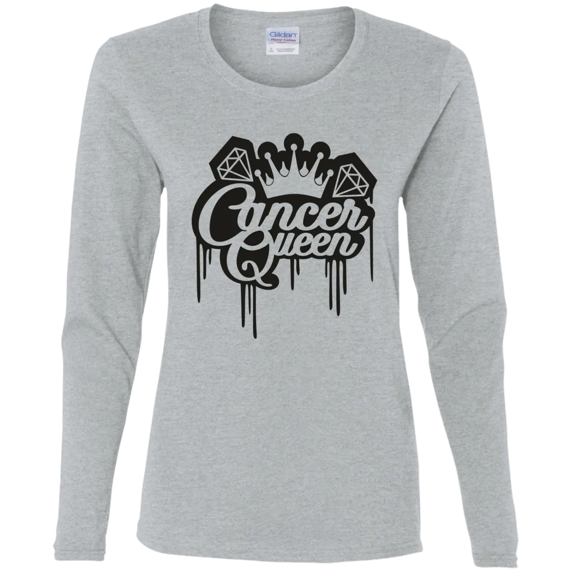 Cancer Queen Ladies' Cotton LS T-Shirt