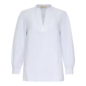 Embellished V-Neck Blouse - Sky
