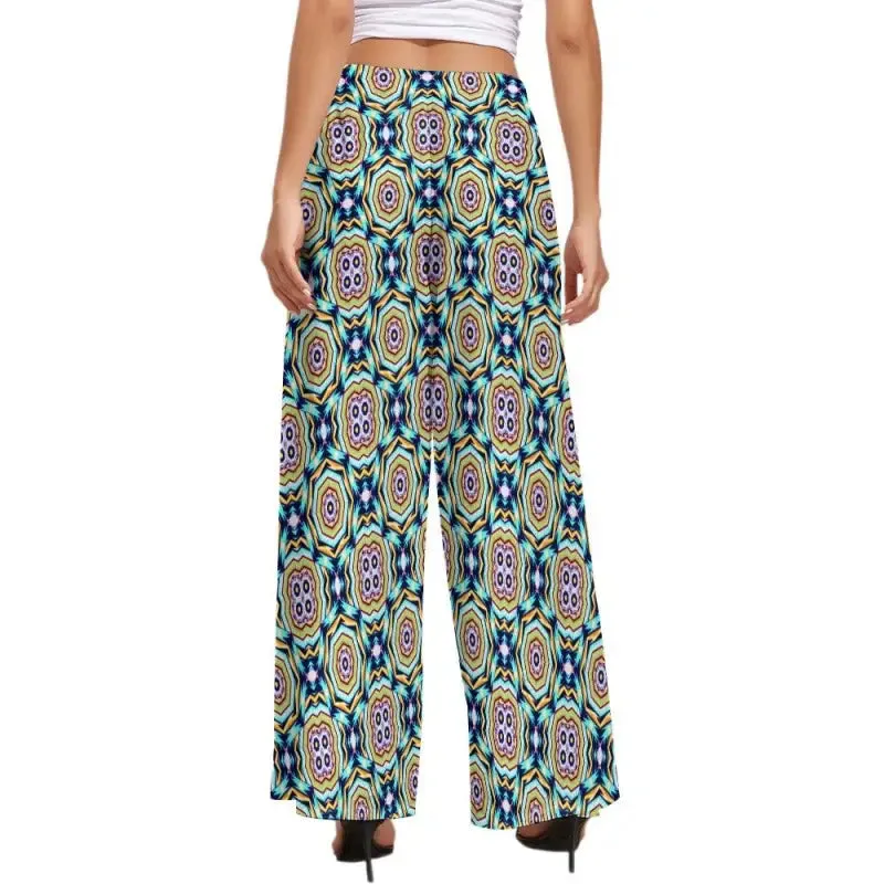 Get Noticed in Our Geo Print Wide Leg Pants with Mid Rise Waist