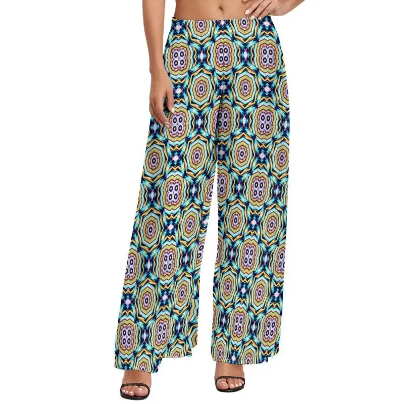 Get Noticed in Our Geo Print Wide Leg Pants with Mid Rise Waist