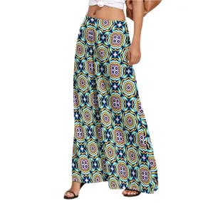Get Noticed in Our Geo Print Wide Leg Pants with Mid Rise Waist