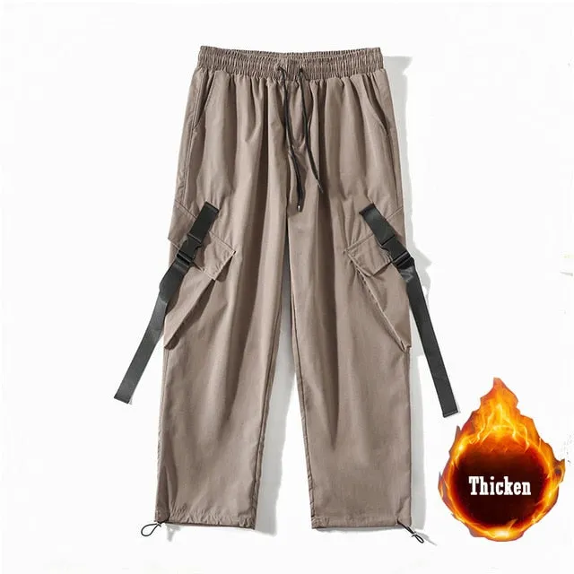 GOESRESTA Winter Cargo Pants Men Harajuku Hip Hop Streetwear Harem Pants Japanese Loose Casual Men's Pants Large Size Clothing