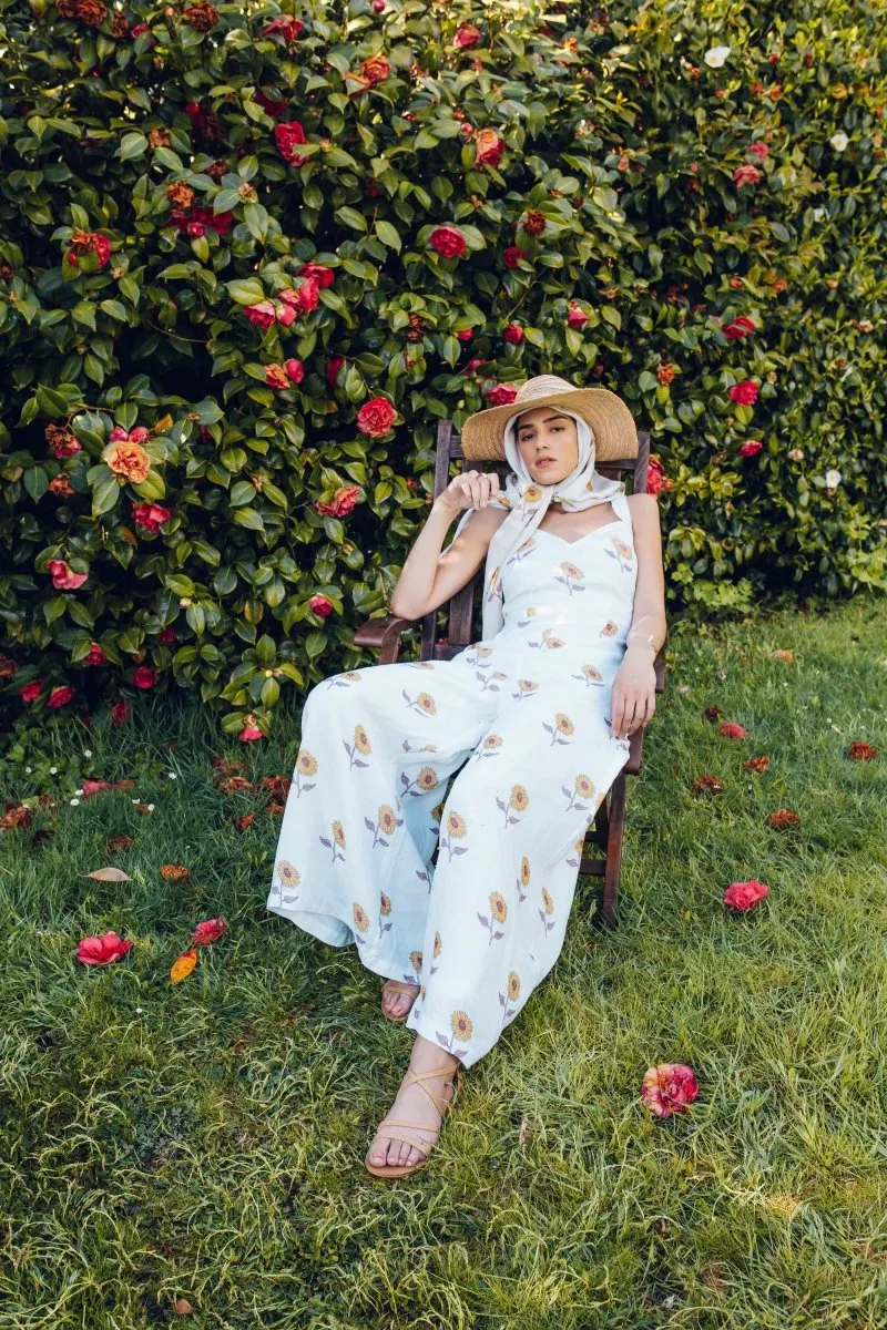 Jumpsuit in Sunflower Handblock