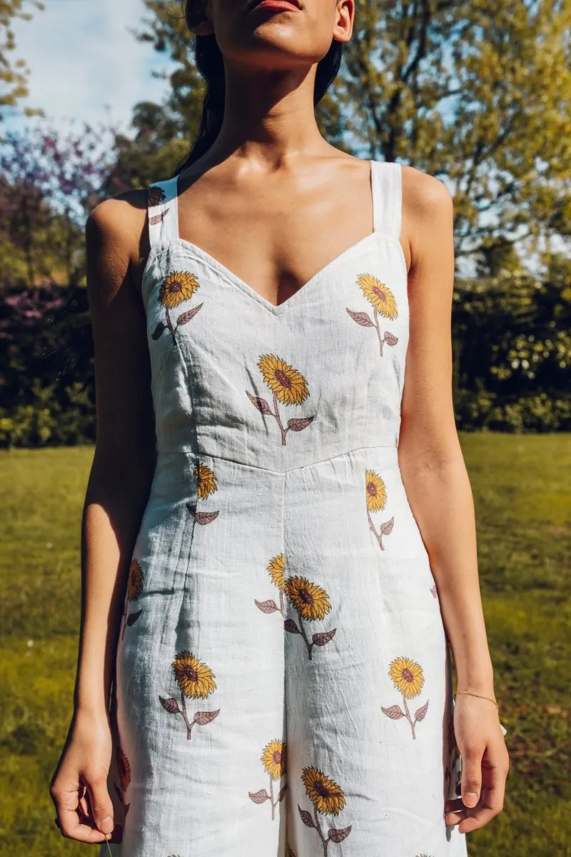 Jumpsuit in Sunflower Handblock