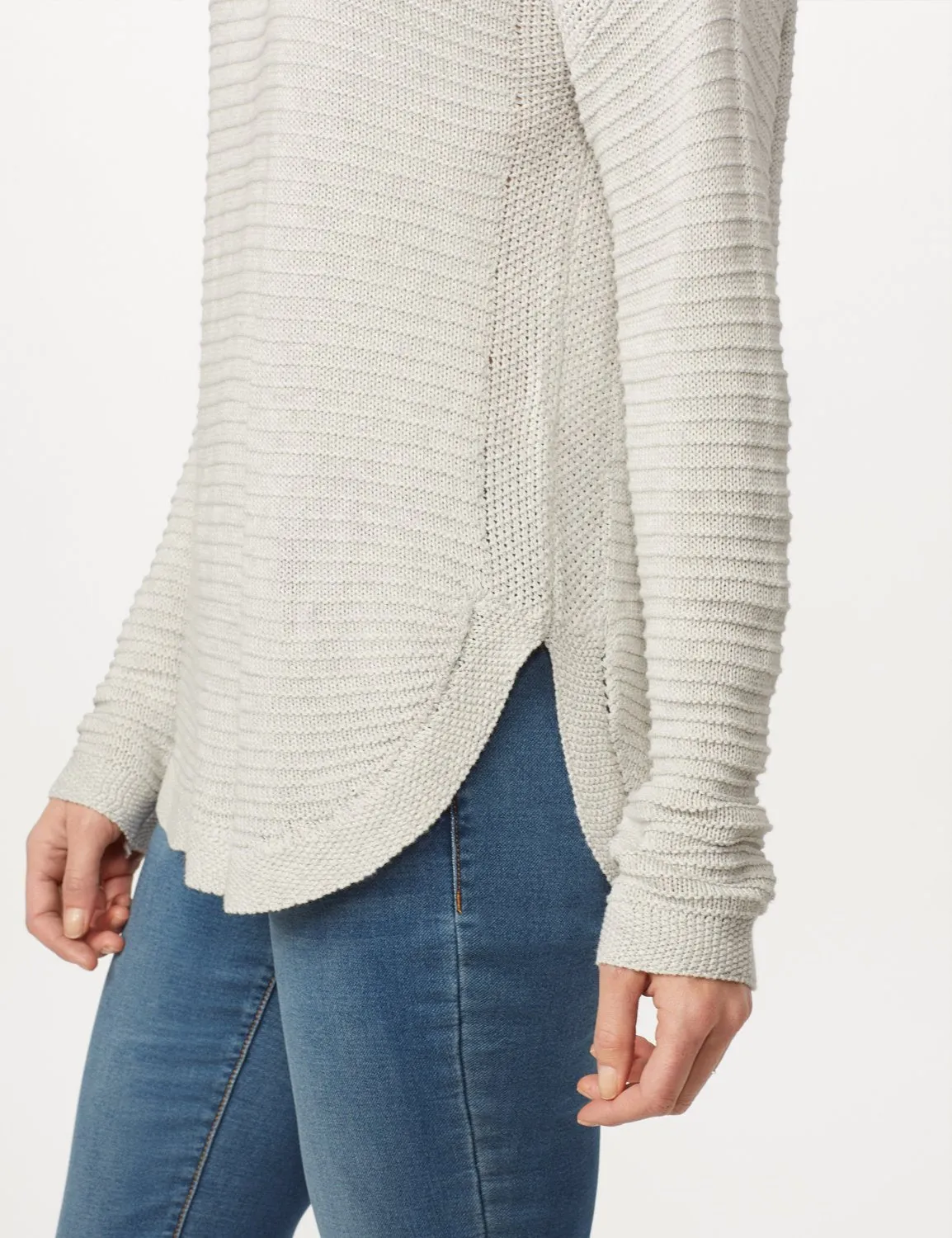 Long Sleeve Ottoman Top Curved Hem