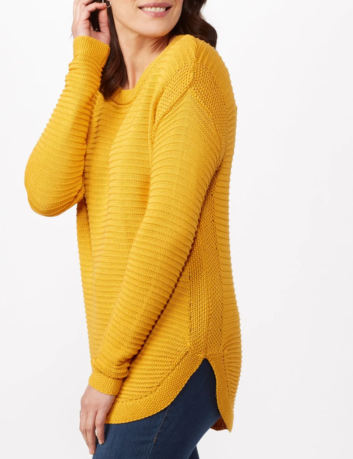 Long Sleeve Ottoman Top Curved Hem