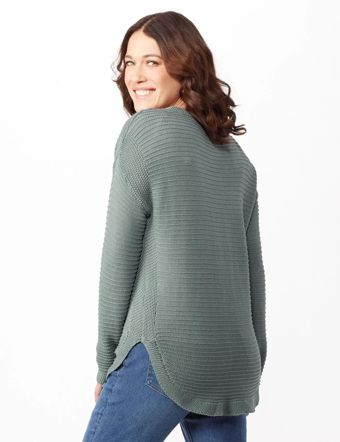 Long Sleeve Ottoman Top Curved Hem