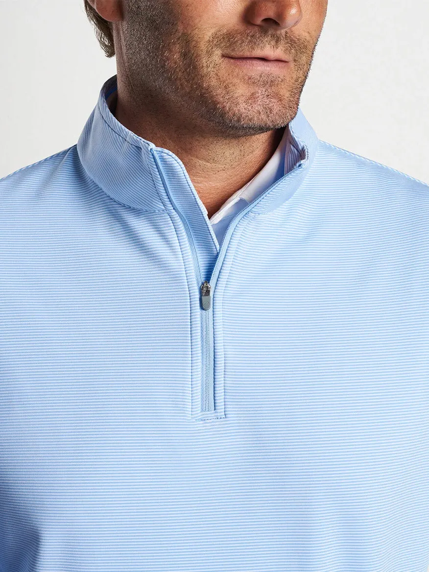 Peter Millar Perth Sugar Stripe Performance Quarter-Zip in Cottage Blue/White