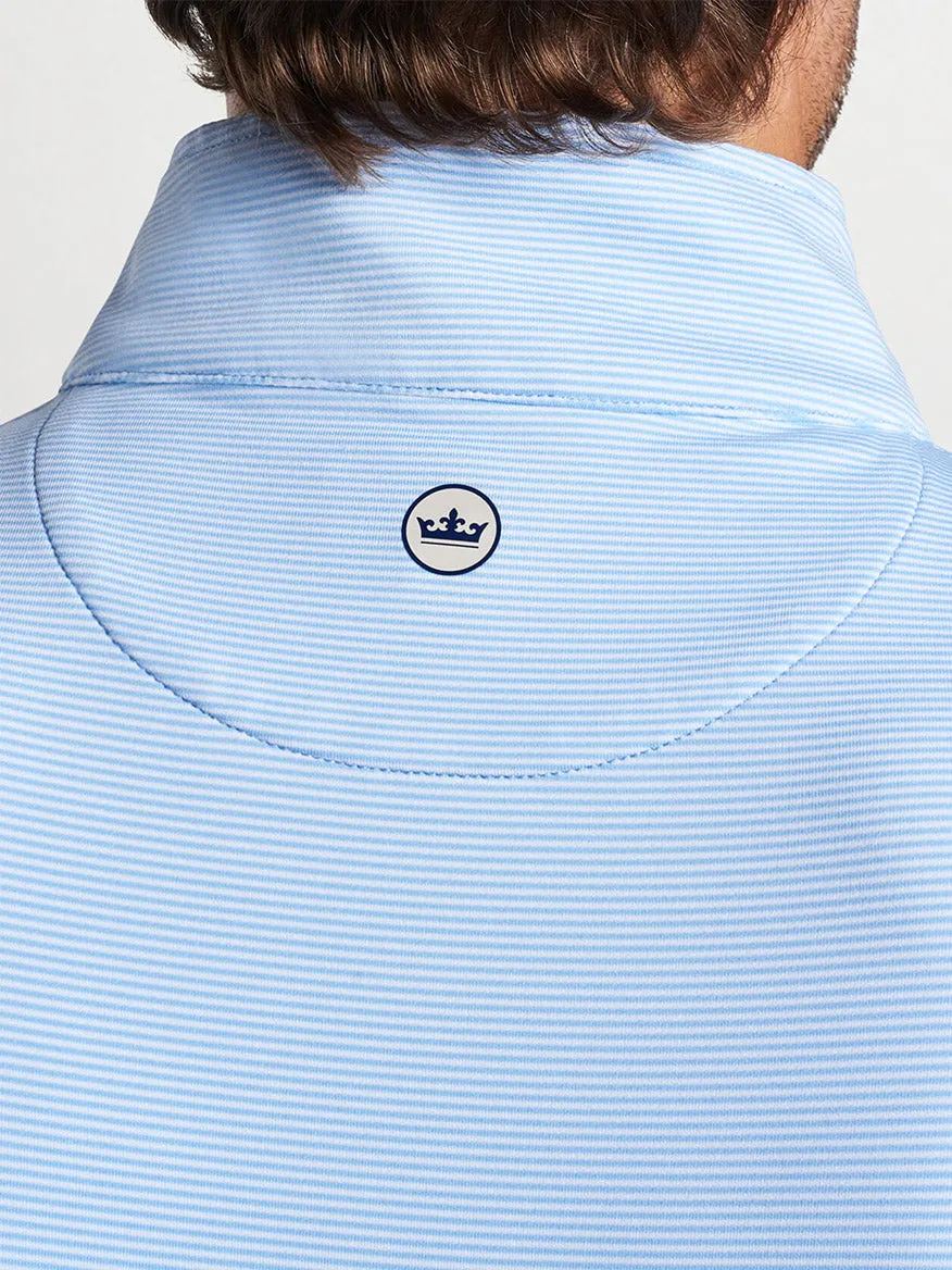 Peter Millar Perth Sugar Stripe Performance Quarter-Zip in Cottage Blue/White