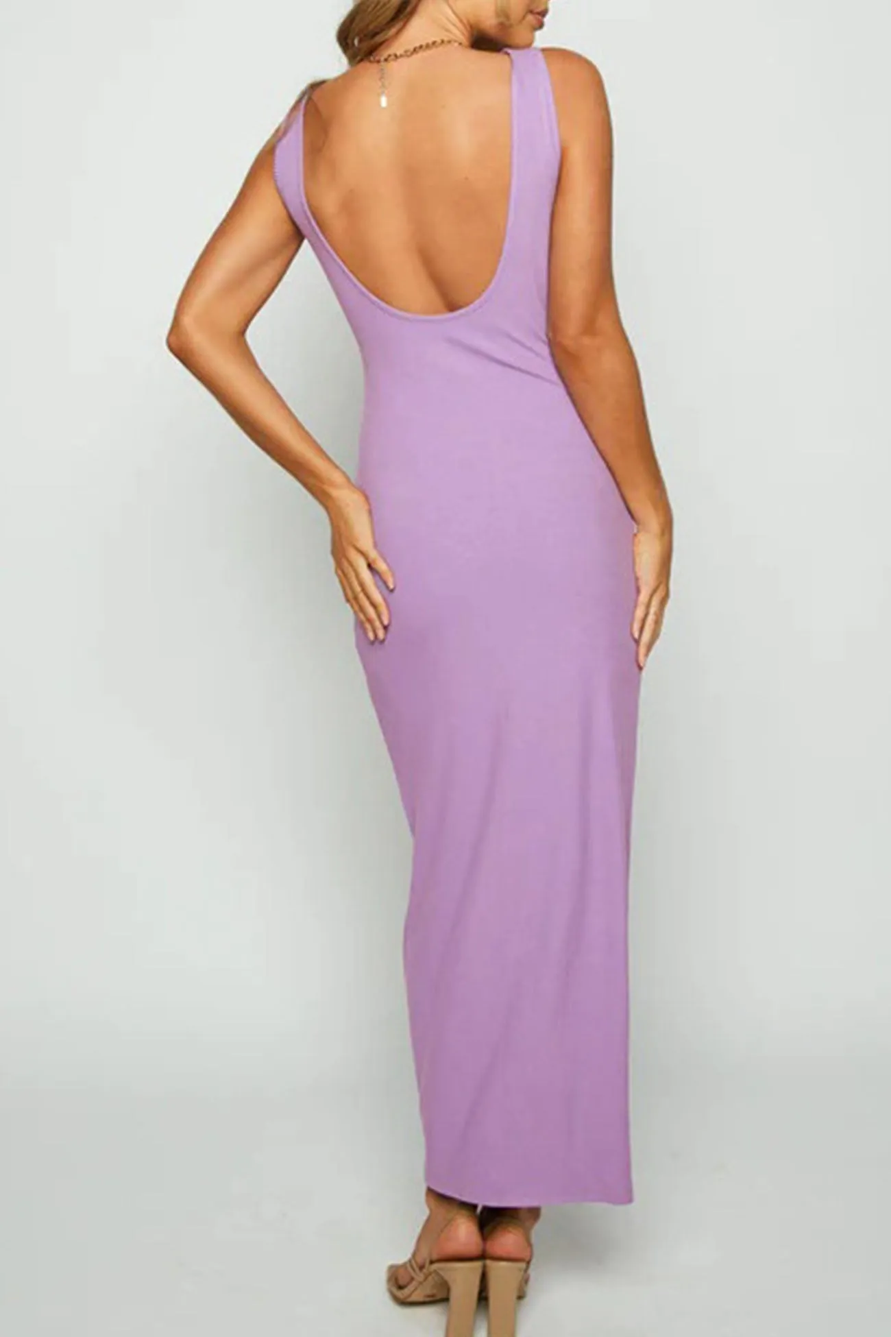 Solid Color Sleeveless Two-Way Midi Dress