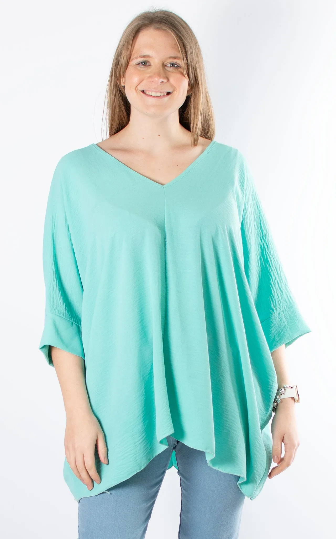 Whoopi V Front & Back Top | Turquoise